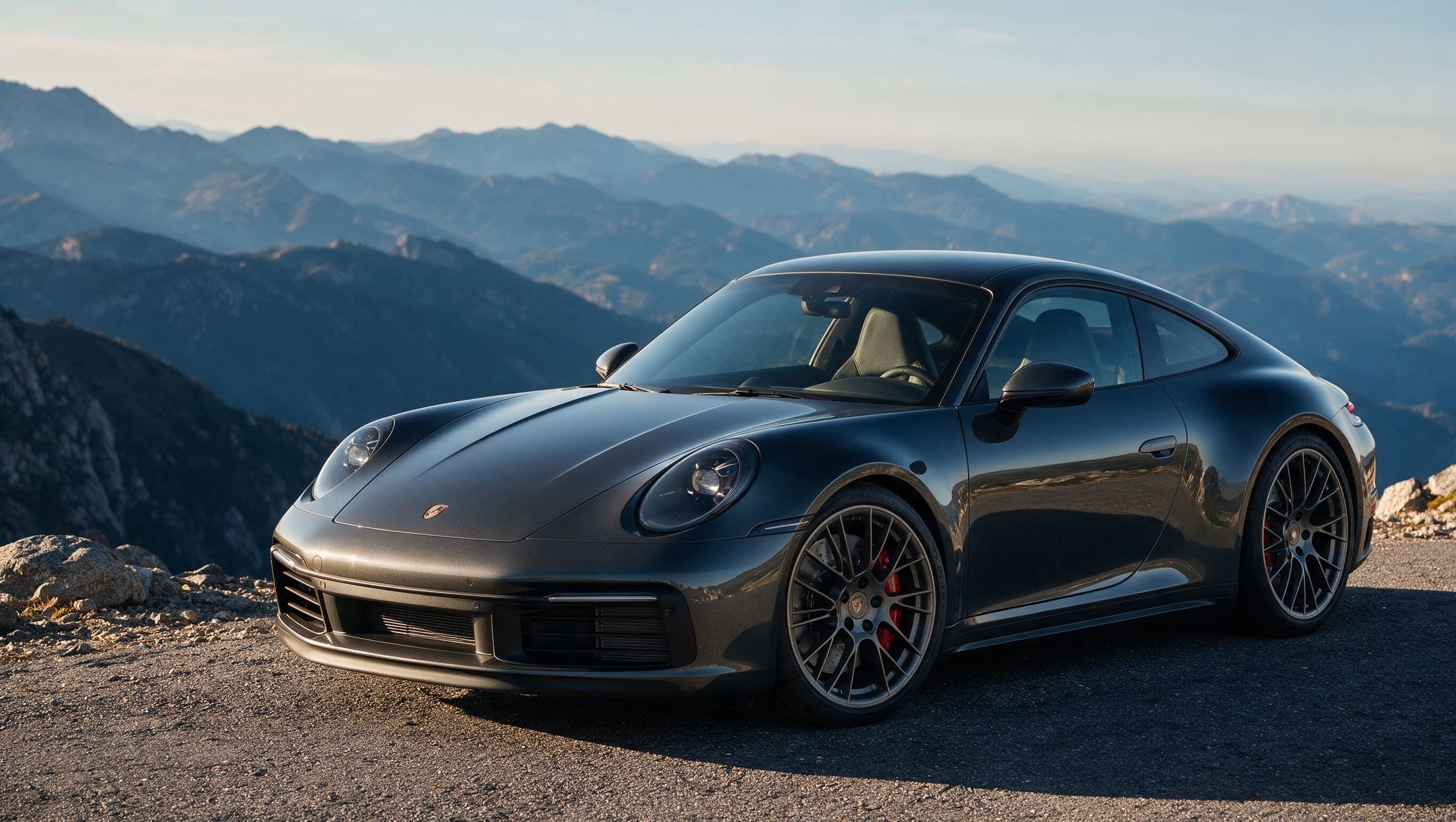 A Porsche 911 on a mountain road