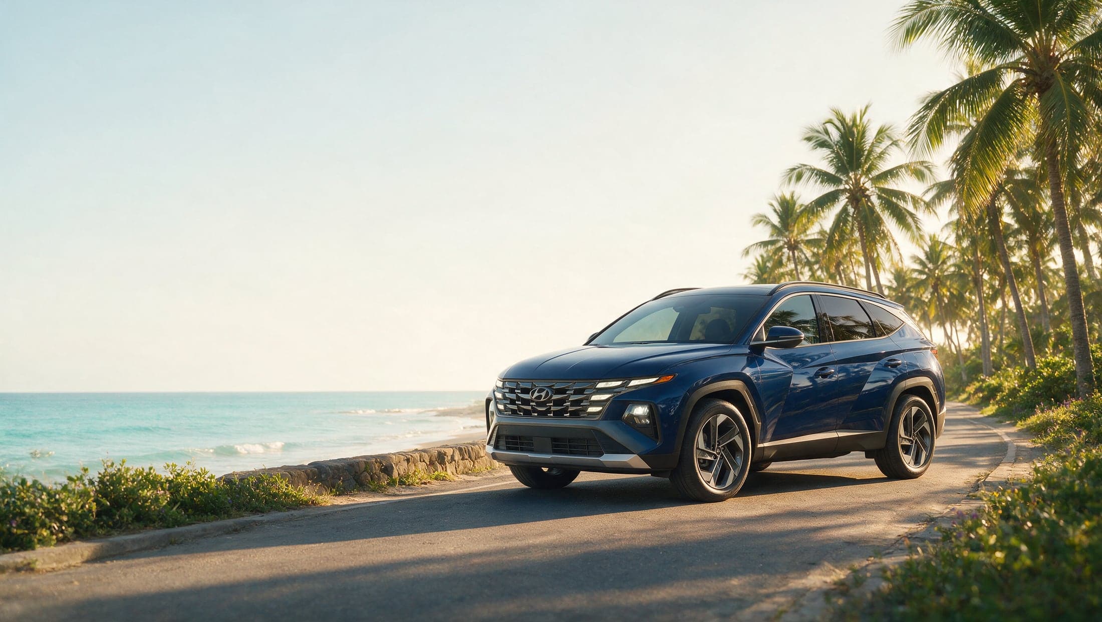 A 2026 Hyundai Tucson on a sunlit coastal road